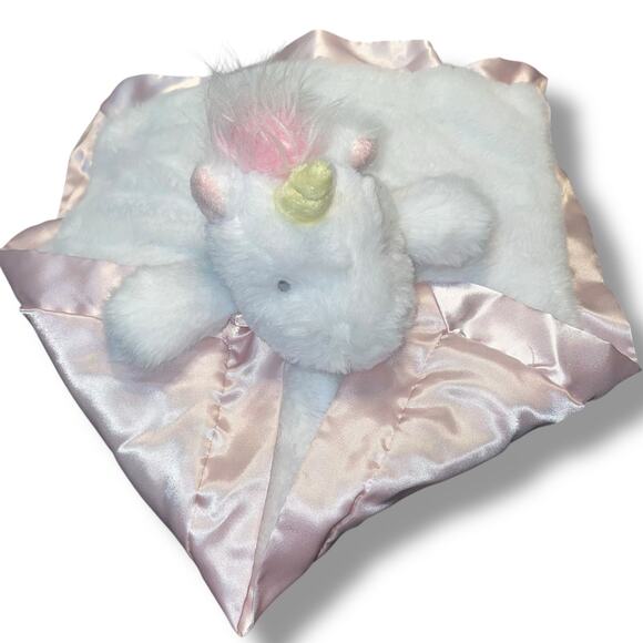 Cloud Island 14" Unicorn Lovey Security Blanket Plush Baby Satin Pink Soother - Picture 7 of 13